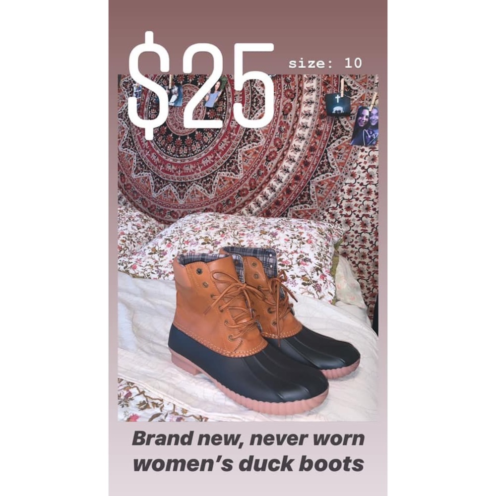 New, never worn Duck Boots- women's
